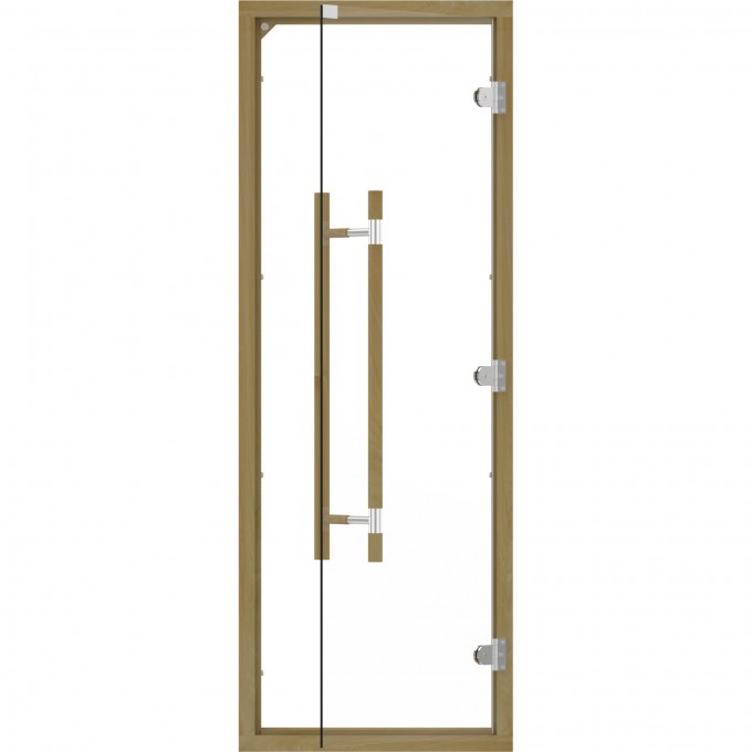 Дверь SAWO 7/19, прозрачная, кедр, прямая ручка с металлической вставкой, 741-4SCD-3